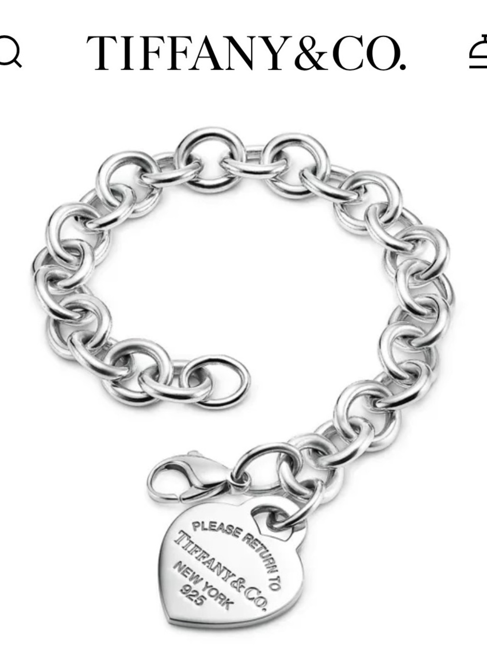 Tiffany & Co. Sterling Silver Link Bracelet with Heart Tag